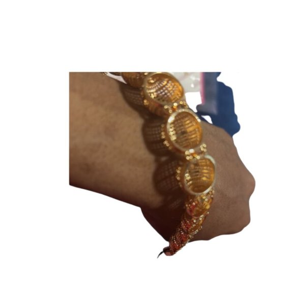 Gold Plated Textured Link Bracelet Jewelry Set NEW - Picture 7 of 7
